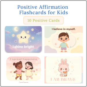 10 positive 5" x 3.5” printable affirmation flashcards for kids