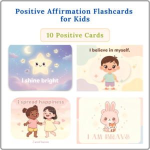 10 positive 5" x 3.5” printable affirmation flashcards for kids