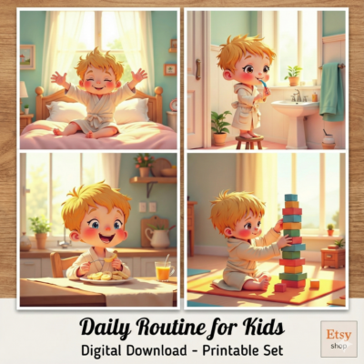 ted's busy day storybook – toddler daily routine (digital download)