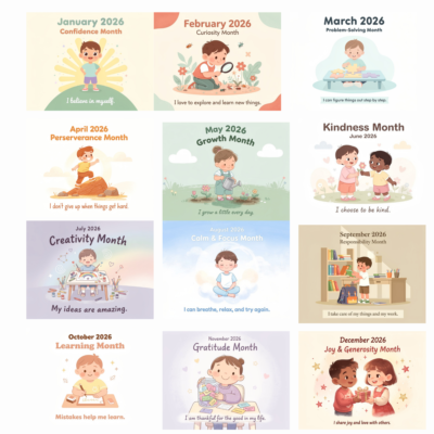 2026 growth mindset & affirmation calendar for kids (printable pdf)