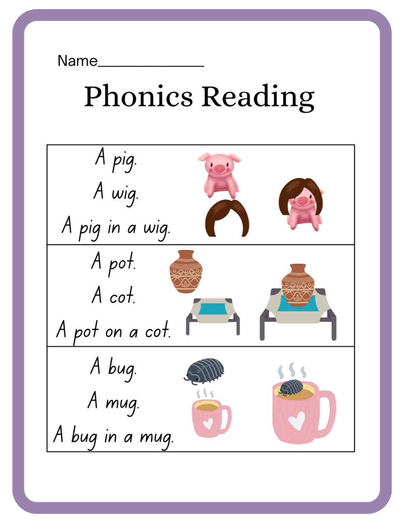 Printable Phonics CVC Reading - Cutesytales