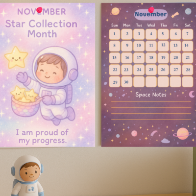 2026 space adventure kids printable calendar