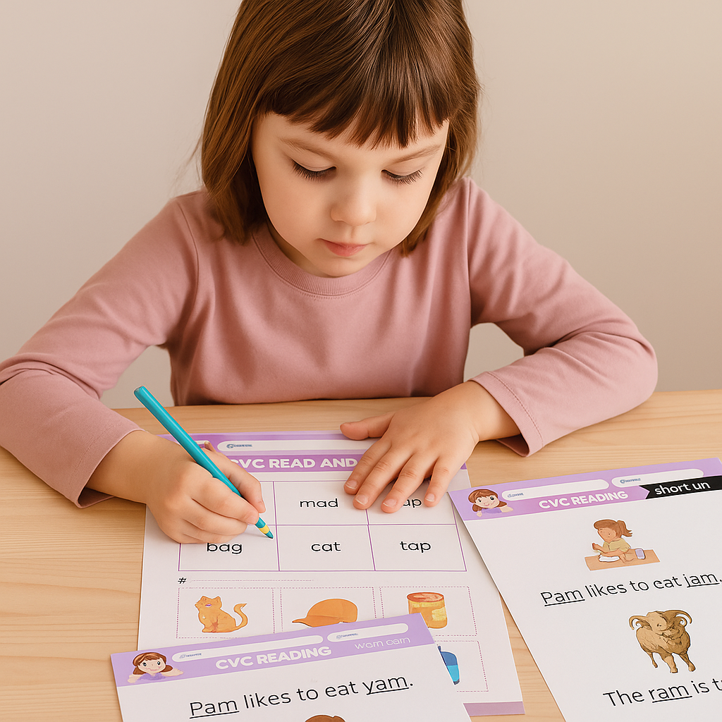 phonics cvc read & match+ sentence reading bundle phonics cvc read & match+ sentence reading bundle