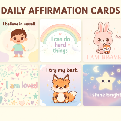 10 positive 5" x 3.5” printable affirmation flashcards for kids