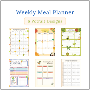 Home kids weekly meal planner printable | 6 unique designs | instant download a4