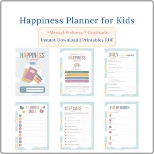 Home happiness planner for kids printable pdf | gratitude & self care