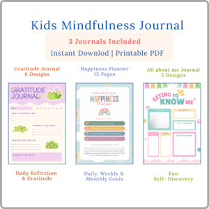 kids mindfulness journal bundle | gratitude journal, happiness planner & all about me