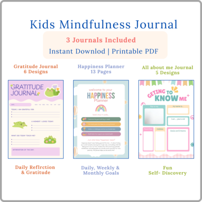 kids mindfulness journal bundle | gratitude journal, happiness planner & all about me