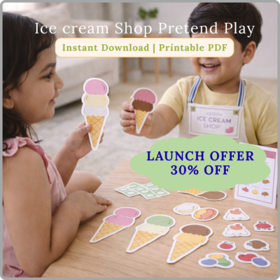 ice cream shop pretend play printable | kids role play set (instant download)
